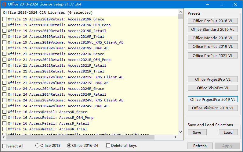 安装和清除Office许可证 Office 2013-2024 License Setup v1.37 绿色版